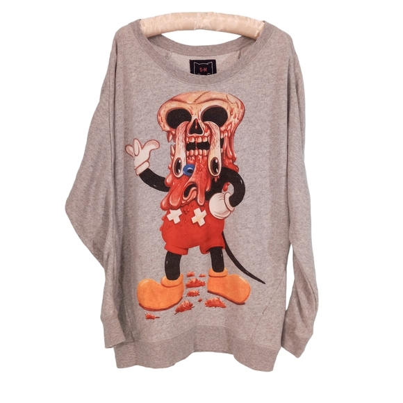 Drop Dead Facemelter Mickey Mouse Pullover Sweater | US S-M - Picture 2 of 5